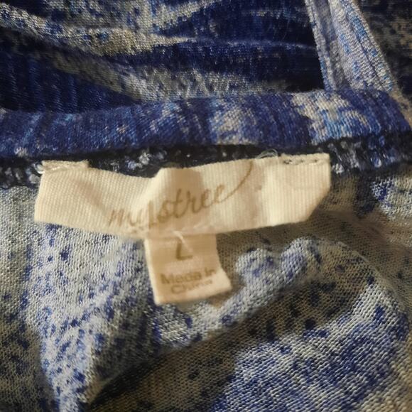 Mystree Womens Blue Zig Zag Print Spaghetti Strap Side Slits Maxi Dress Size L - Picture 3 of 5